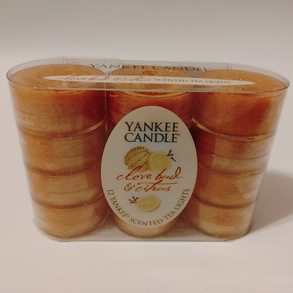 Yankee Candle Scented Tealight Candles Clove Bud & Citrus 12 Pack Lot BNIP - Picture 1 of 6